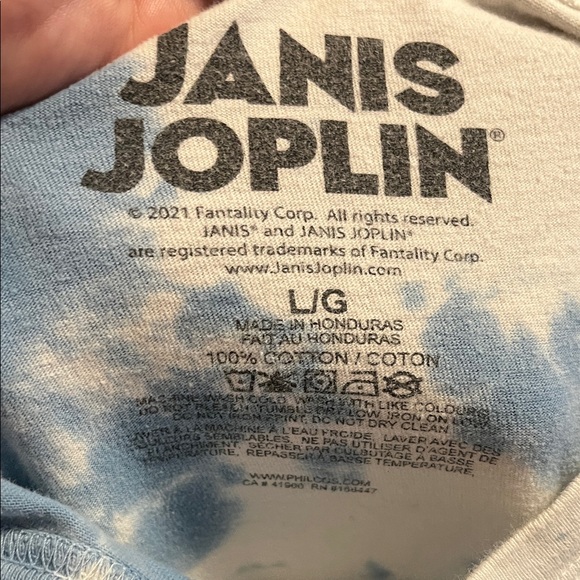 Janis Joplin Live At The Avalon Ballroom Blue Tie-Dye Graphic Pullover T-Shirt - Picture 5 of 7